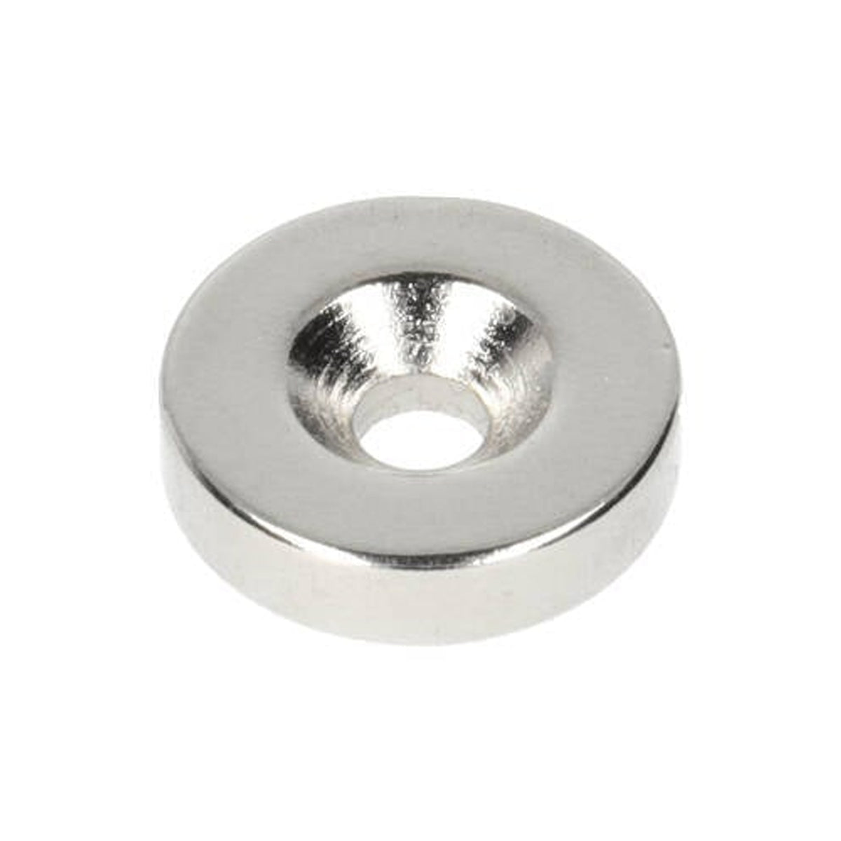 Neodym Ringmagnet Ø15 x Ø8,1 x 4 mm N35 NiCuNi mit Bohr-/Senkloch Südpol