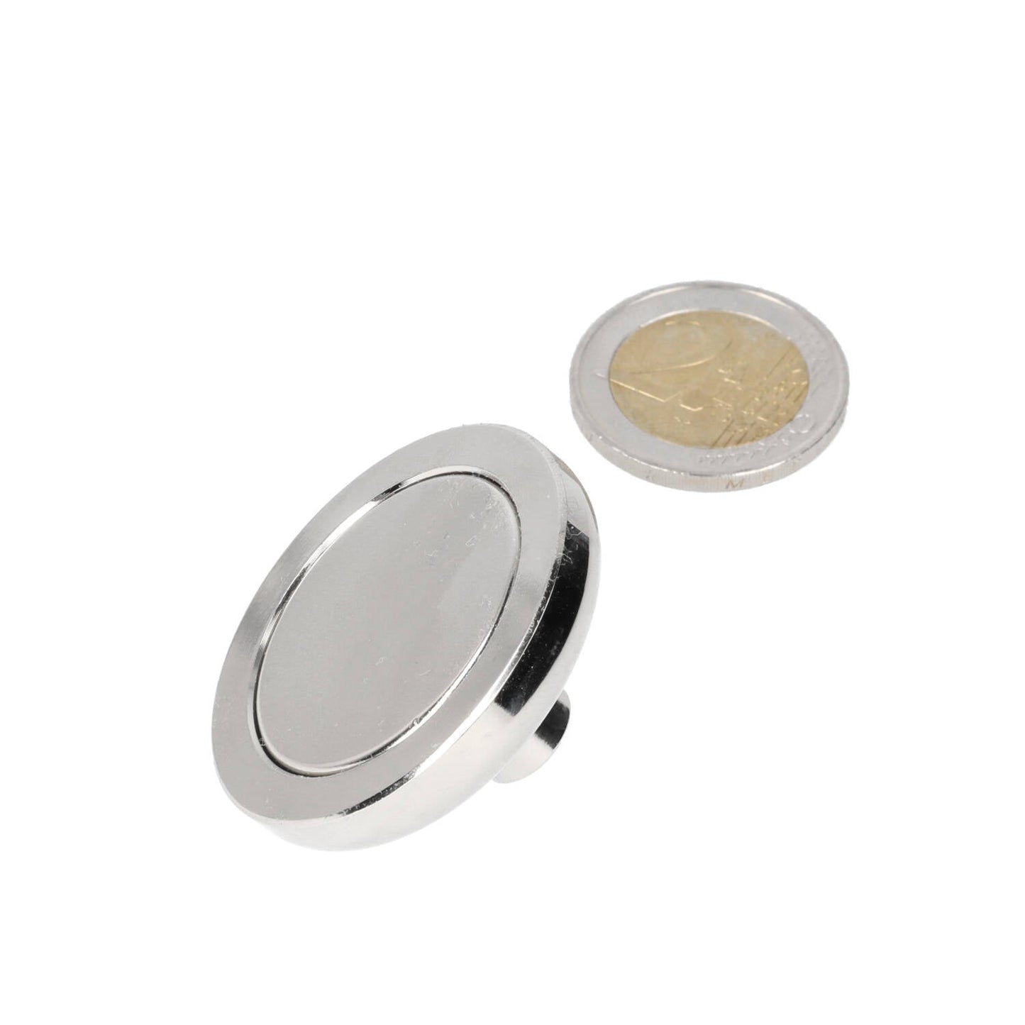 Neodymium Potmagneet Ø50 x 11 mm N40 NiCuNi draadbus M8 - Magnetenspecialist Import & Export B.V.