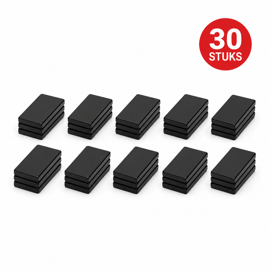 Neodymium blokmagneet 30x15x2 mm N42 Epoxy – 30 stuks