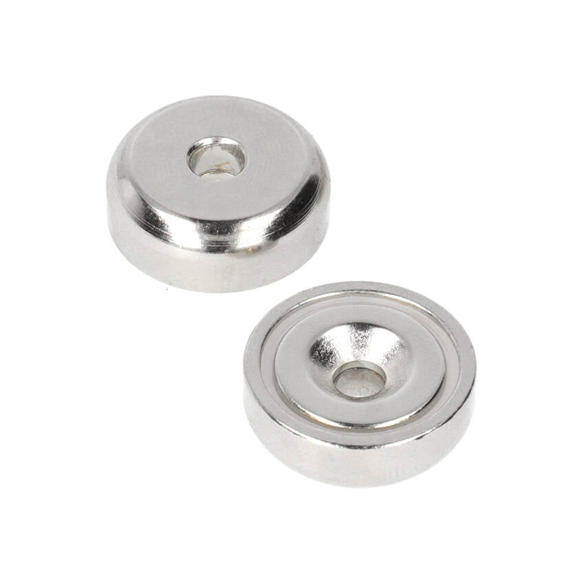 Neodymium Potmagneet Ø20 x 6 mm N40 NiCuNi boor-/verzinkgat