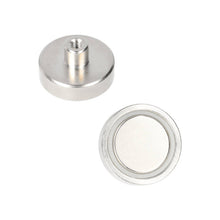 Neodymium Potmagneet Ø25 x 7 mm N40 NiCuNi draadbus M4