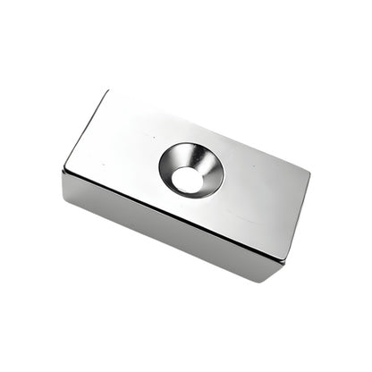 Neodymium Blokmagneet met boor-/verzinkgat 40 x 20 x 10 mm N45 NiCuNi Zuid Pool