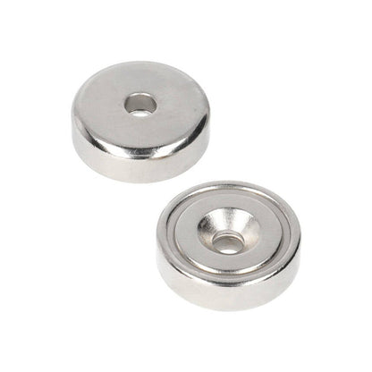 Neodymium Potmagneet Ø25 x 8 x 5,5 mm N40 NiCuNi boor-/verzinkgat
