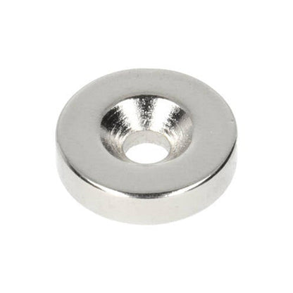 Neodym Ringmagnet Ø15 x Ø8,1 x 4 mm N35 NiCuNi mit Bohr-/Senkloch Südpol