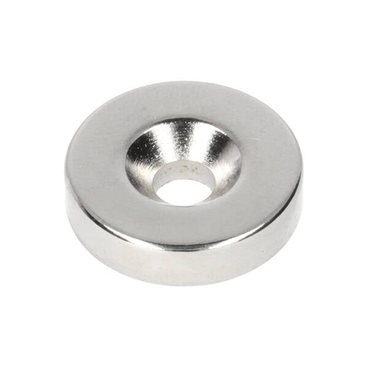 Neodymium Ring Magnet Ø20 x Ø9.8 x 5 mm N35 NiCuNi with bore/countersink South pole
