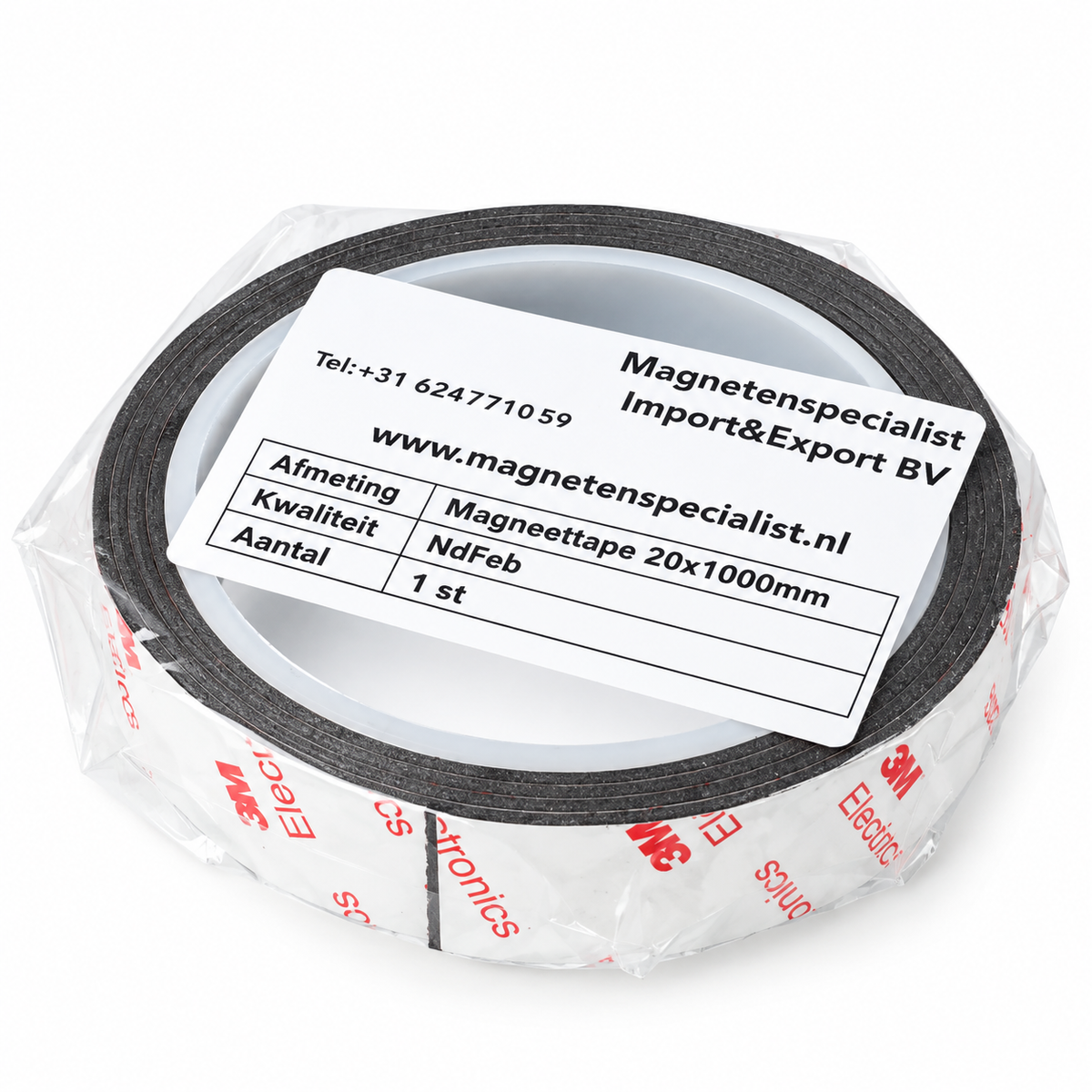 Neodymium Magnet Tape 20 x 1000 mm N48 Self-Adhesive