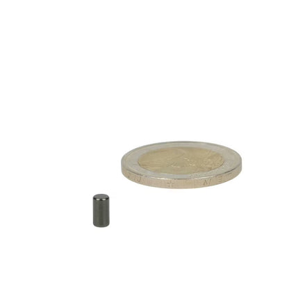 Neodymium Staafmagneet Ø3 x 6 mm N52 gunmetal zwart diametraal gemagnetiseerd - Magnetenspecialist Import & Export B.V.