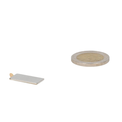 Neodymium Blokmagneet 20 x 10 x 1 mm N45 zelfklevend NiCuNi - Magnetenspecialist Import & Export B.V.