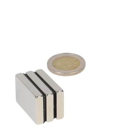 Neodymium Blokmagneet 30 x 20 x 5 mm N45 NiCuNi - Magnetenspecialist Import & Export B.V.