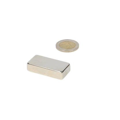 Neodymium Blokmagneet 40 x 20 x 10 mm N45 NiCuNi - Magnetenspecialist Import & Export B.V.