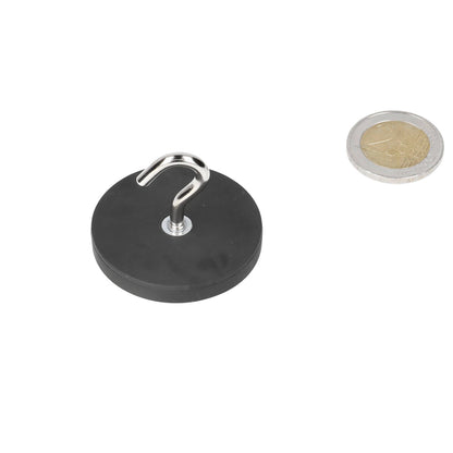 Neodymium Haakmagneet Ø43 x 6 mm N40 stalen pot rubber ommanteld M4 - Magnetenspecialist Import & Export B.V.