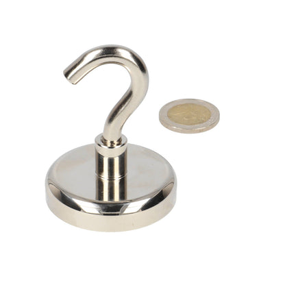 Neodymium Haakmagneet Ø 50 x 12 mm N40 stalen pot NiCuNi - Magnetenspecialist Import & Export B.V.