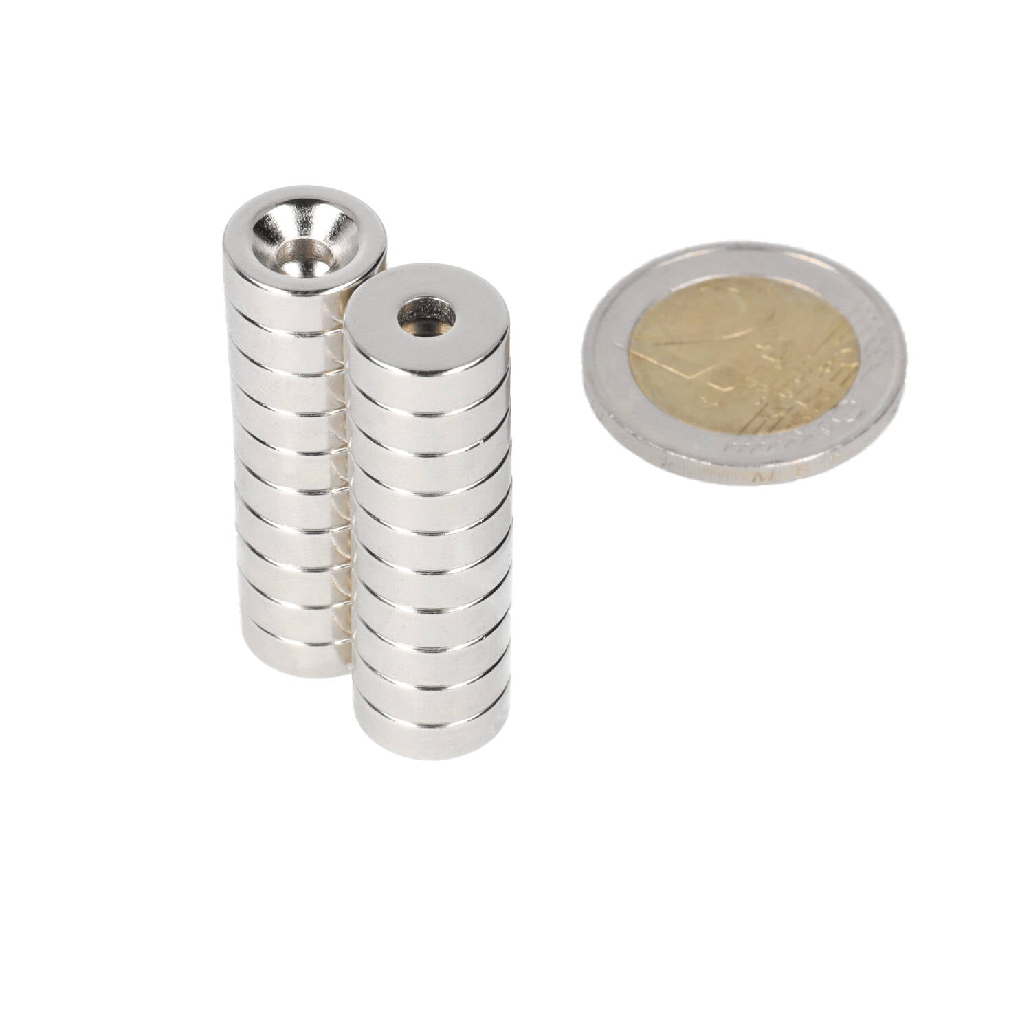 Neodymium Ringmagneet Ø12 x Ø8,1 x 4 mm N35 NiCuNi met boor-/verzinkgat Noordpool - Magnetenspecialist Import & Export B.V.