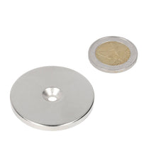 Neodymium Ringmagneet Ø42 x Ø9,5 x 4 mm N35 NiCuNi met boor-/verzinkgat Noordpool - Magnetenspecialist Import & Export B.V.
