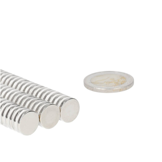 Neodymium Schijfmagneet Ø12 x 2 mm N48 NiCuNi - Magnetenspecialist Import & Export B.V.