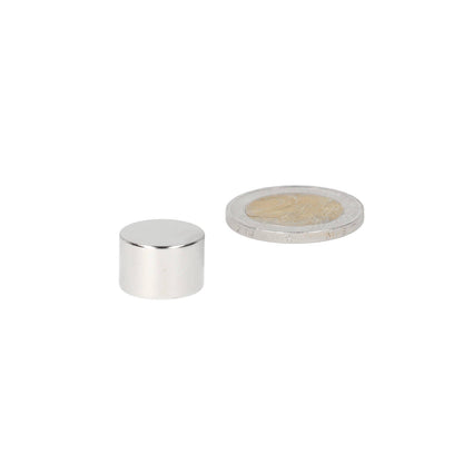 Neodymium Schijfmagneet ø15 x 10 mm N50 NiCuNi - Magnetenspecialist Import & Export B.V.
