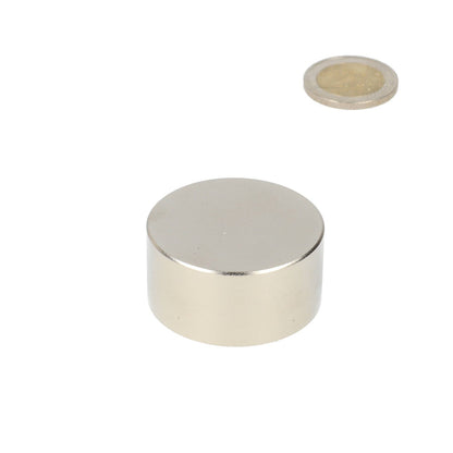 Neodymium Schijfmagneet Ø40 x 20 mm N48 NiCuNi - Magnetenspecialist Import & Export B.V.