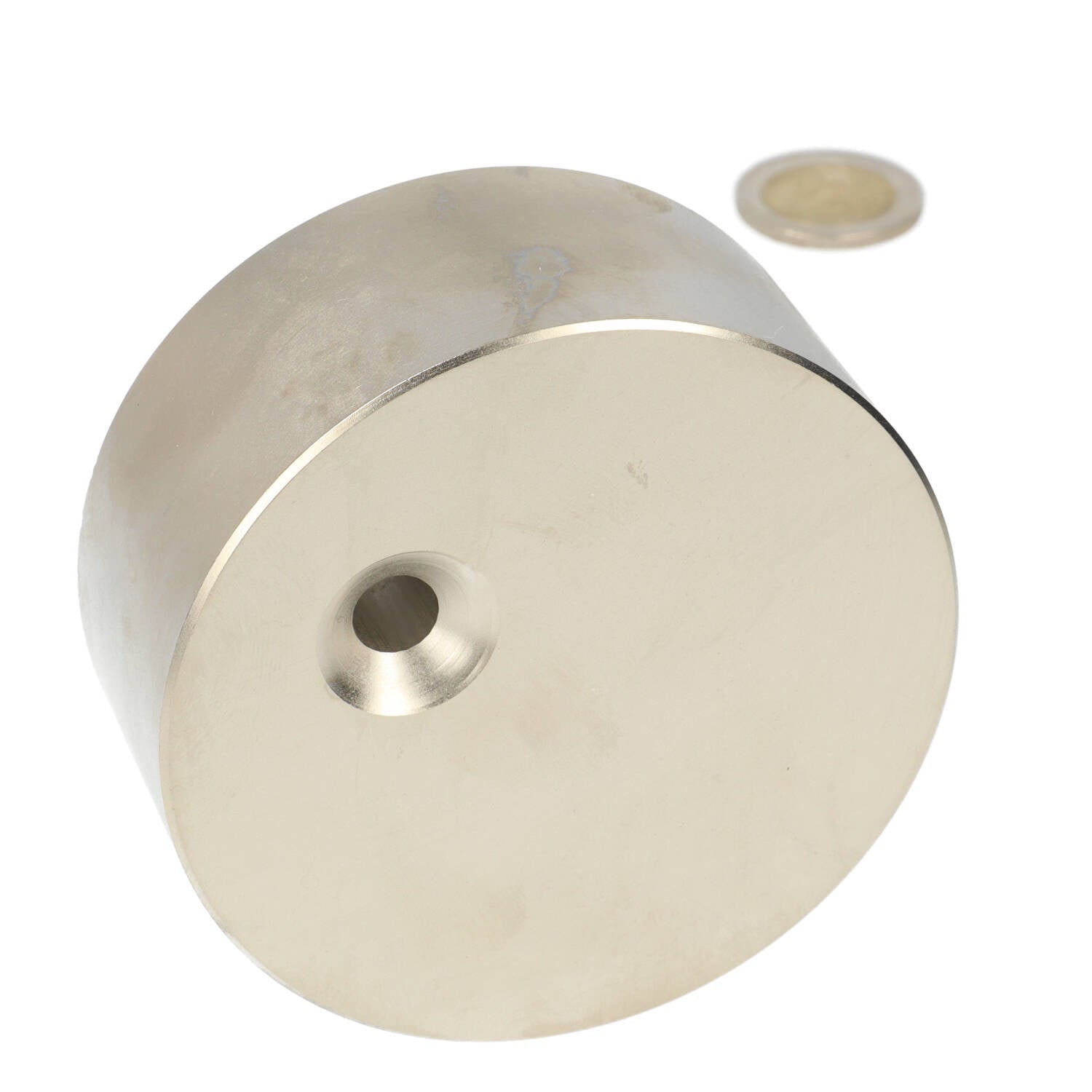 Neodymium Schijfmagneet Ø80 x 35 mm N48 NiCuNi met met boor-/verzinkgat - Magnetenspecialist Import & Export B.V.