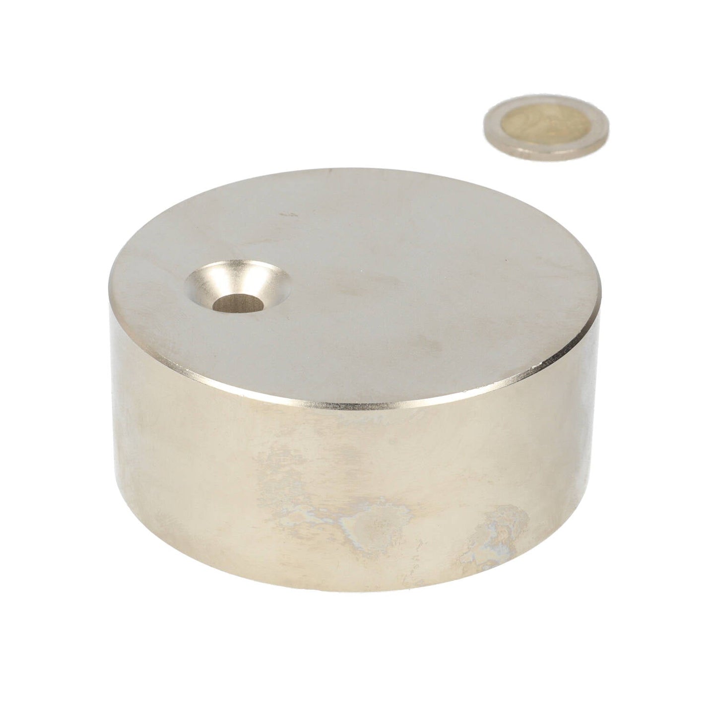Neodymium Schijfmagneet Ø80 x 35 mm N48 NiCuNi met met boor-/verzinkgat - Magnetenspecialist Import & Export B.V.